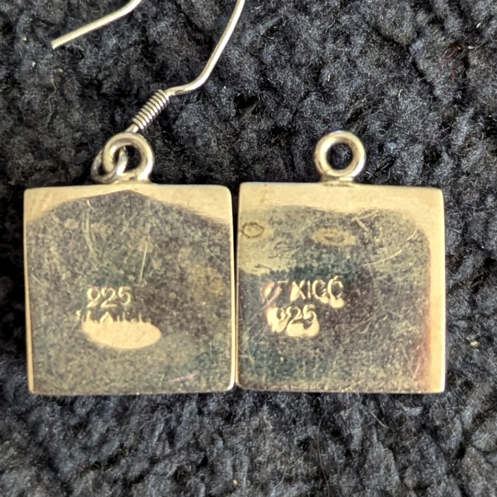Sterling Silver Opal Square Earrings - image 2